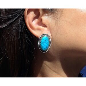 Vintage Native American Jewelry Navajo Earrings Sterling Silver Handcrafted **